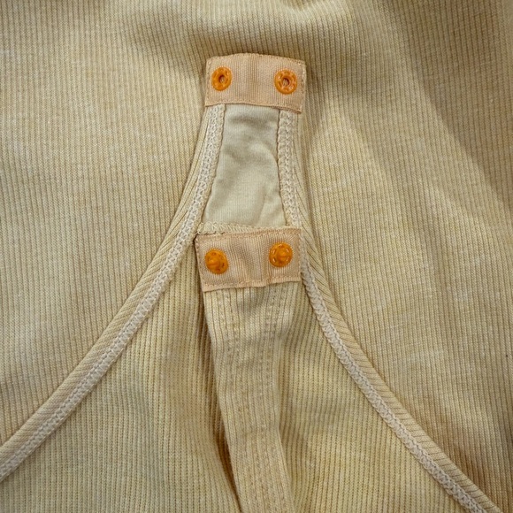 FREE PEOPLE intimately free Lazy Daisy Bodysuit in yellow and gray trim Sz S - Picture 6 of 12